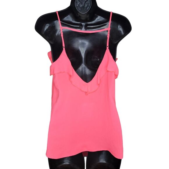 Lily White Nwt Hot Pink Ruffle Swing Camisole Tank Top Size Small - Picture 2 of 5